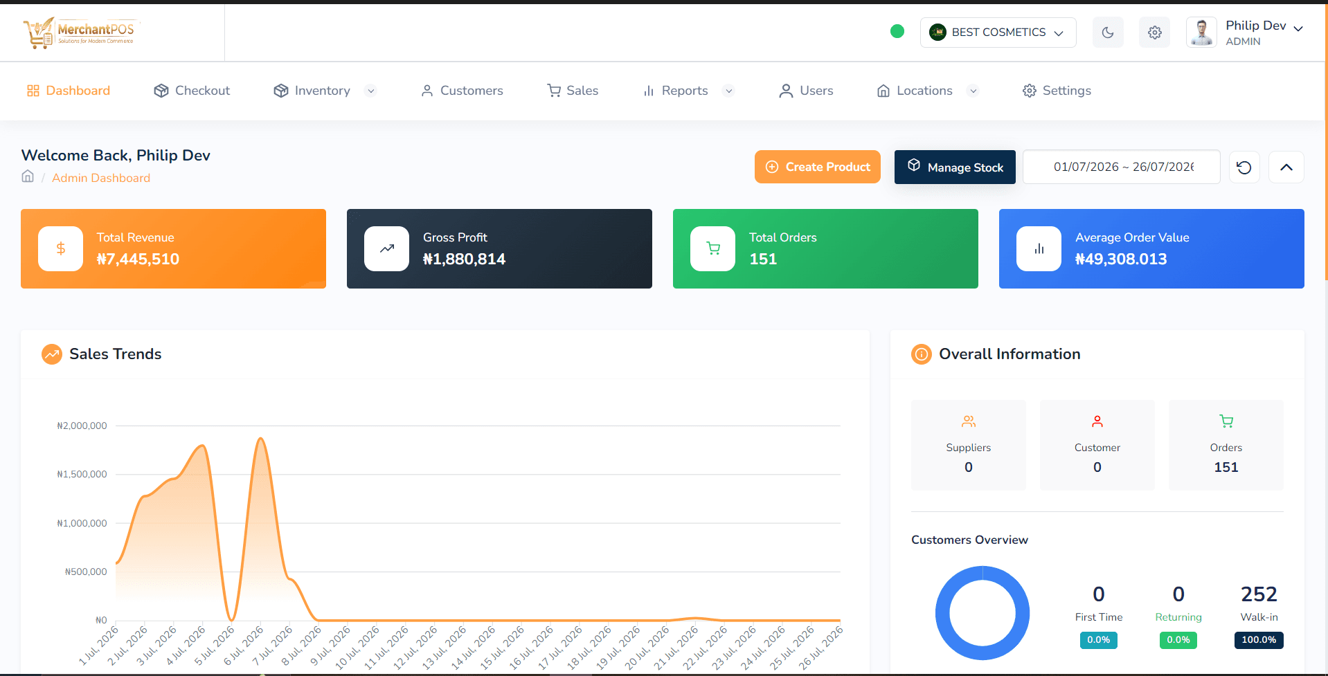 MerchantPOS Dashboard